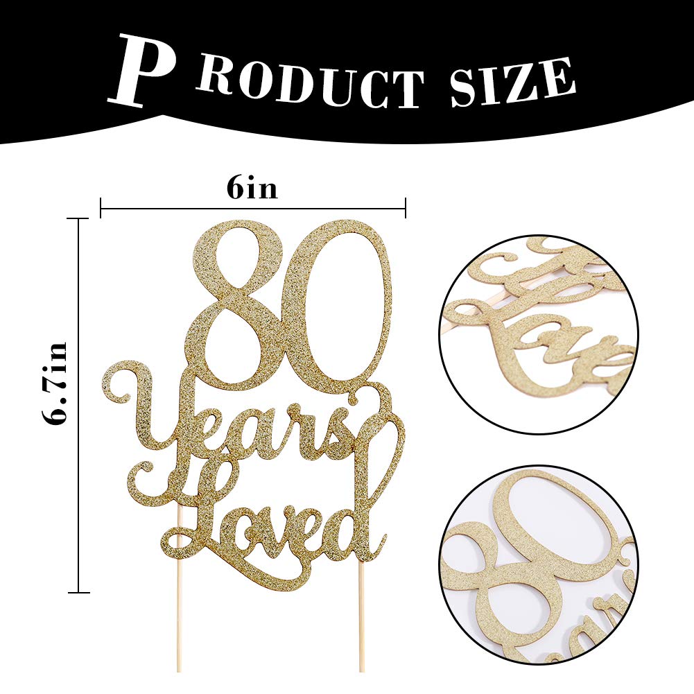80th Birthday Cake Topper - Elegant Glitter Photo Decoration for Anniversary & Party Supplies | Perfect for Milestone Celebrations, Retirement Parties & Family Gatherings