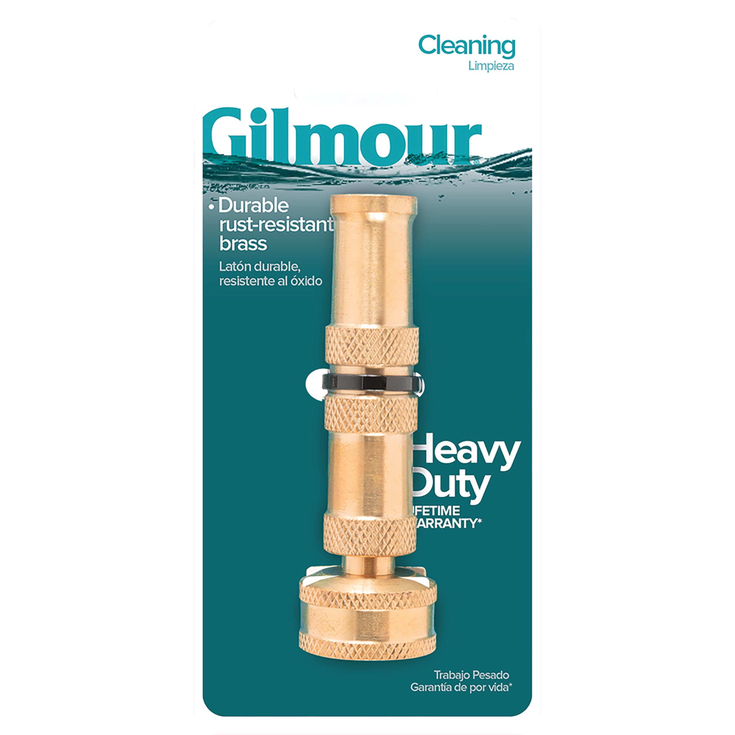 Gilmour Medium Duty Solid Brass Twist Cleaning Nozzle - Heavy Duty Spray Nozzle for Garden Hose, Lawn, Car Washing & Outdoor Cleaning