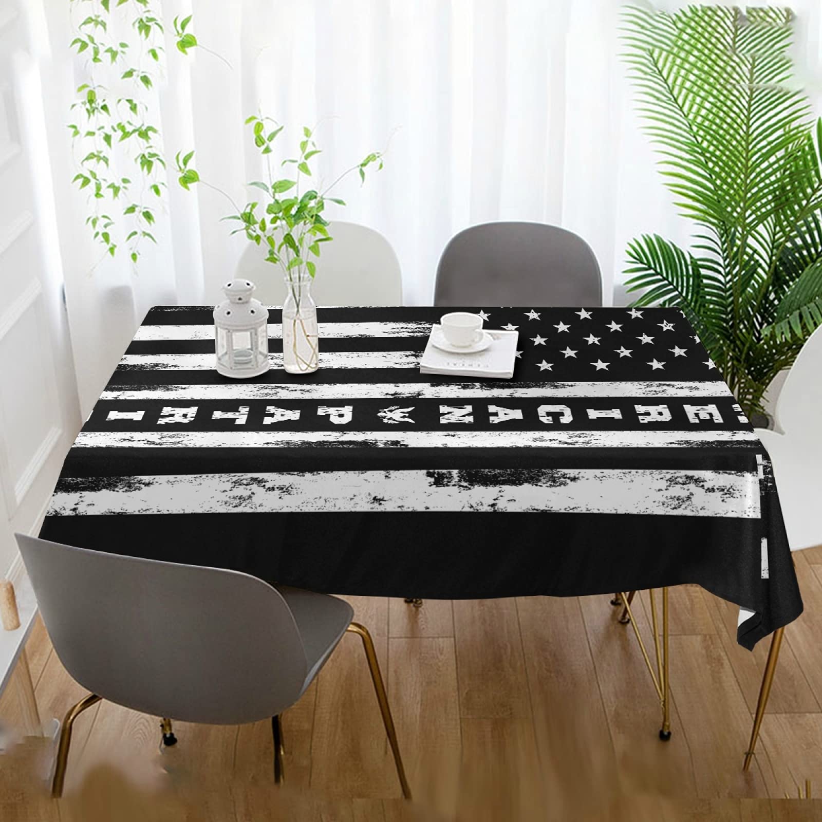 American Flag Patriotic Tablecloth - 60x120 Inch Rectangular Polyester Table Cover for 4th of July, Memorial Day & Independence Day Decor - Perfect for Outdoor BBQs, Picnics & Party Dining Tables