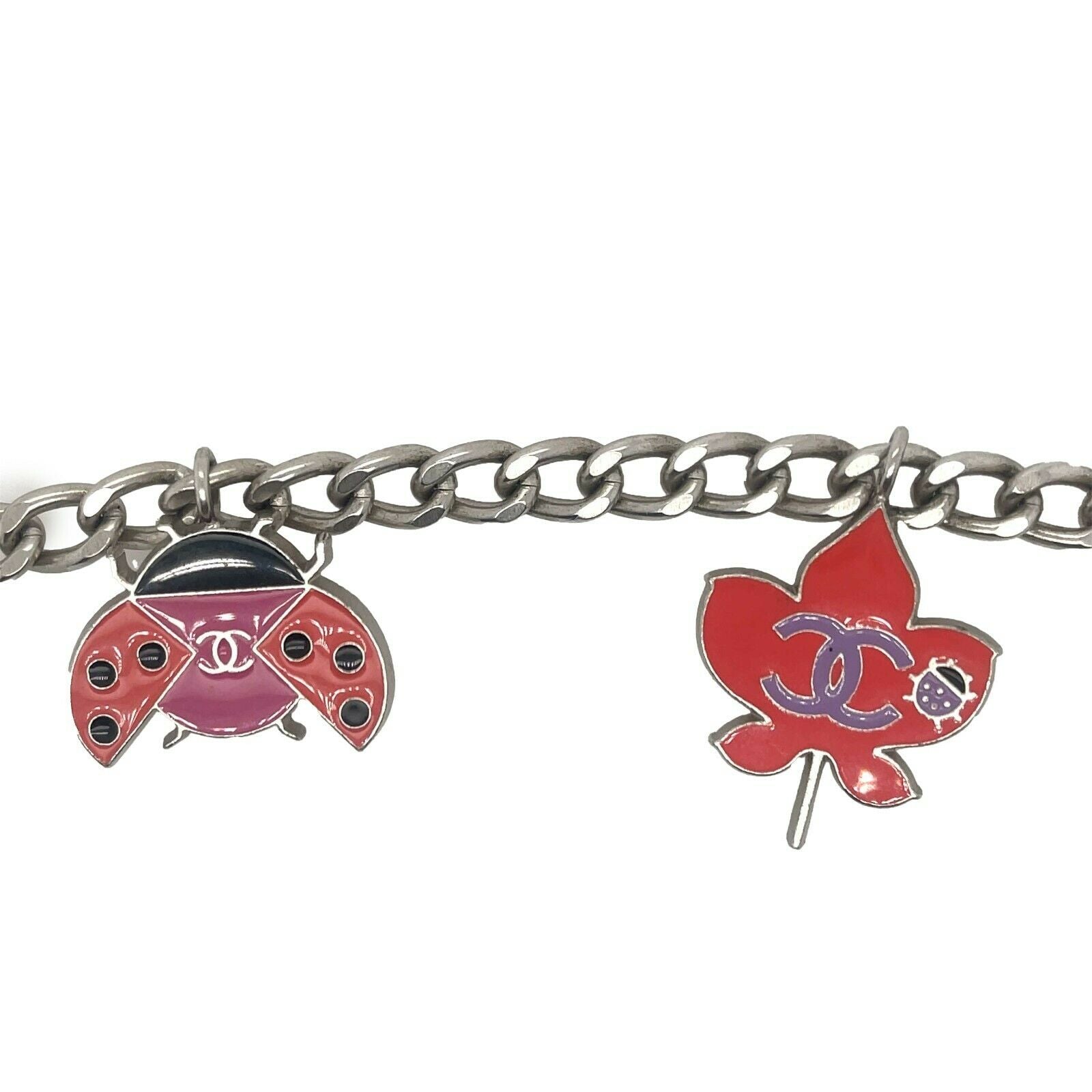 CHANEL Ladybug CC Necklace & Belt Set - Garden Flower Charms 04P Silver for Women | Elegant Jewelry Gift for Birthday, Anniversary & Special Occasions