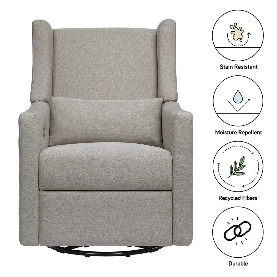 Babyletto Kiwi Electronic Glider & Recliner Chair - Grey Eco Weave Performance Fabric for Nursery, Baby Room & Breastfeeding Comfort | Modern Rocking Chair with Power Recline & USB Port