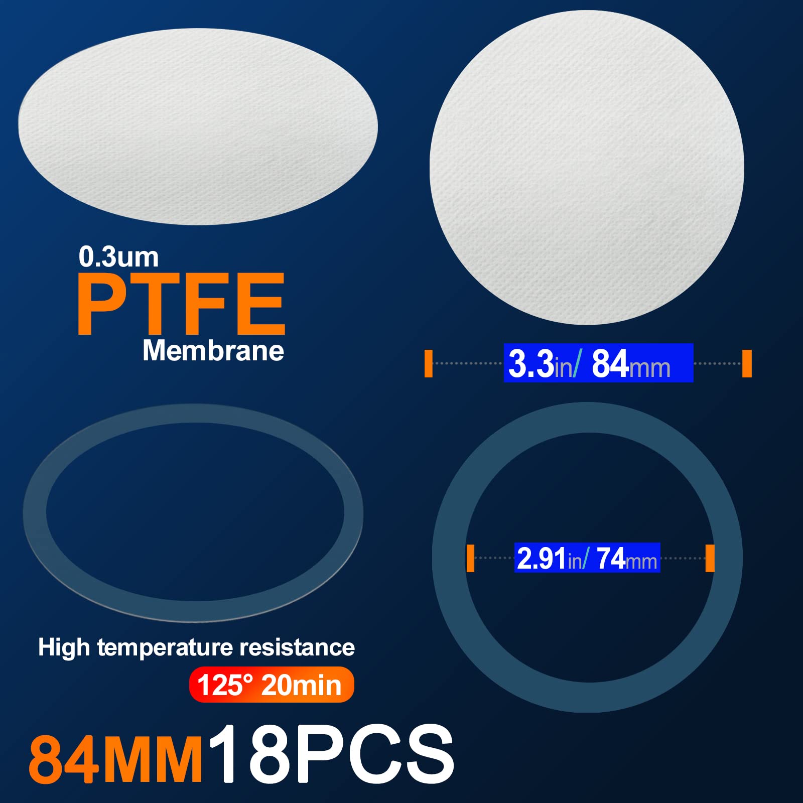 82mm 0.3μm PTFE Filter Disc Stickers - 18pcs Synthetic Filter Paper with Strong Adhesive for Wide Mouth Mason Jars | Ideal for Mushroom Cultivation, Fermentation, Home Brewing & DIY Science Projects