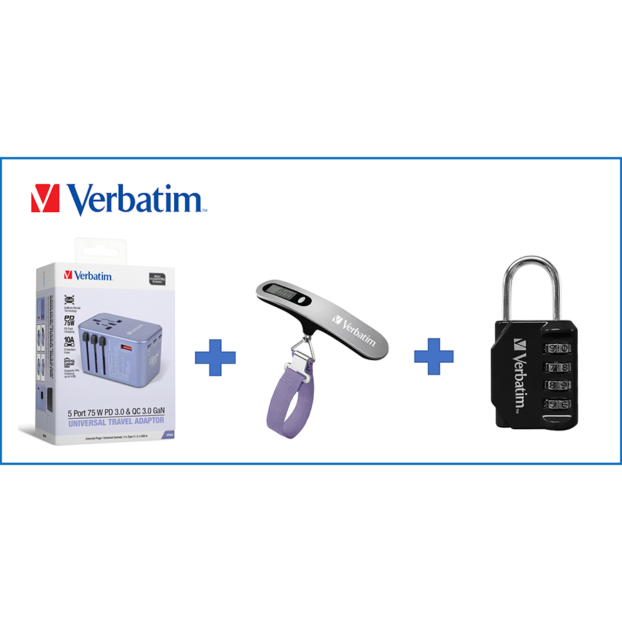 Verbatim USB-C to USB Adapter with Built-in Scale & Lock - Purple | Perfect for Travel, Office & Home Use