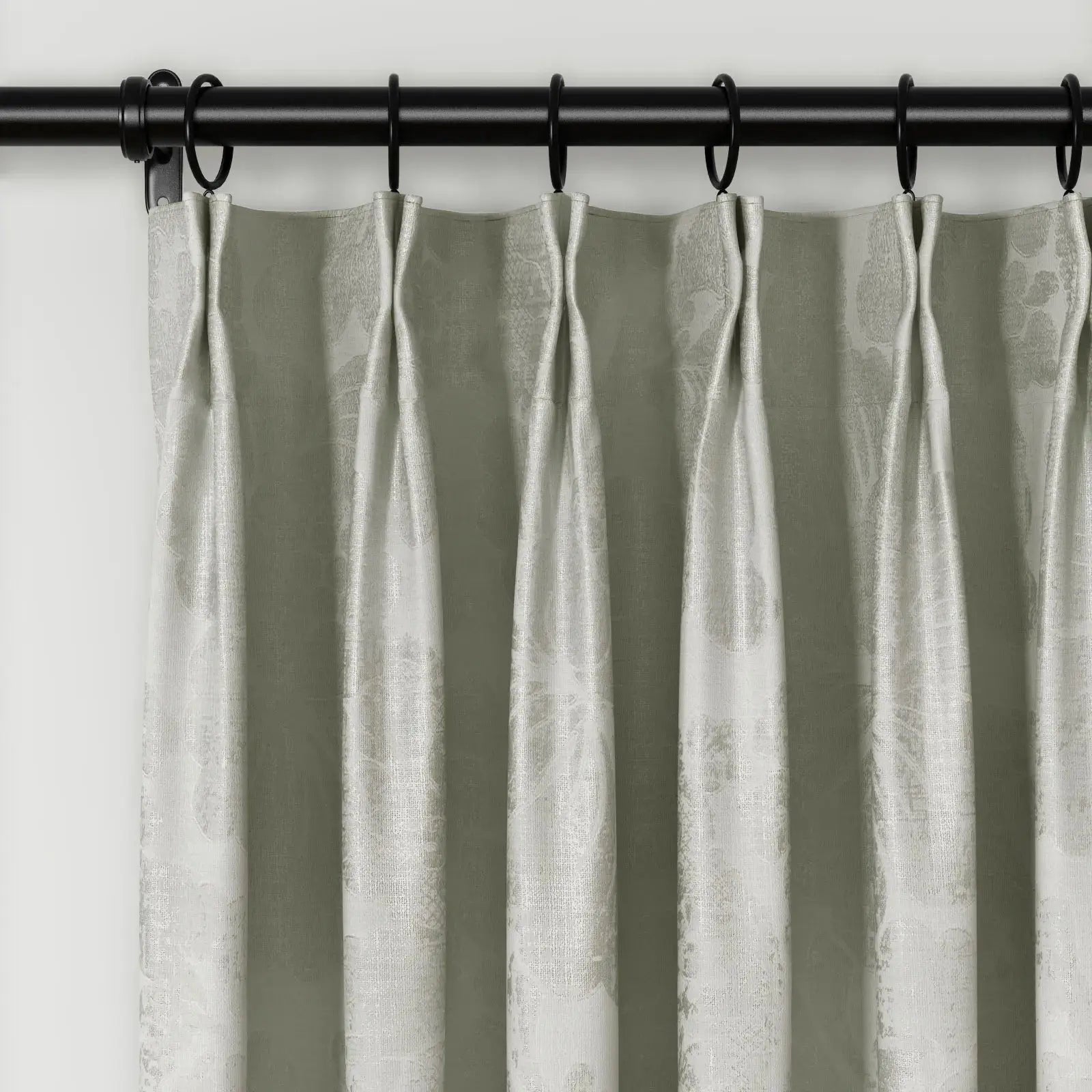 Lydia Plants Jacquard Curtain Pleated - Elegant Floral Print Blackout Drapes for Living Room, Bedroom & Nursery - Home Decor Window Treatments for Privacy & Light Control