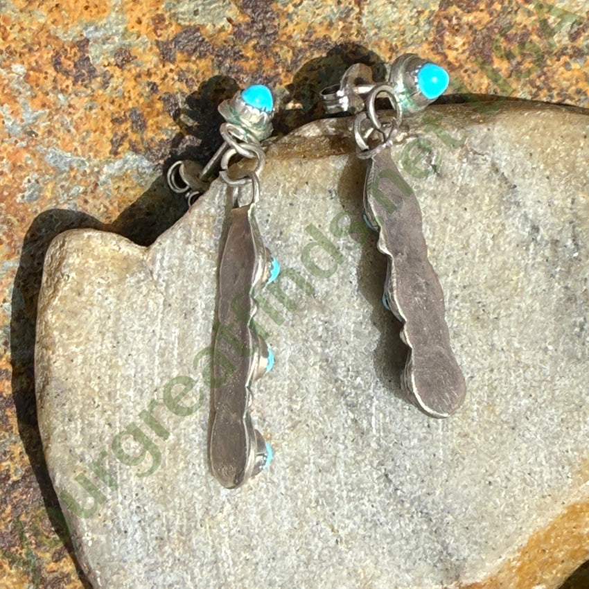 Vintage Navajo Sterling Silver Snake Eye Turquoise Earrings for Women - Handmade Native American Jewelry for Casual Wear & Special Occasions