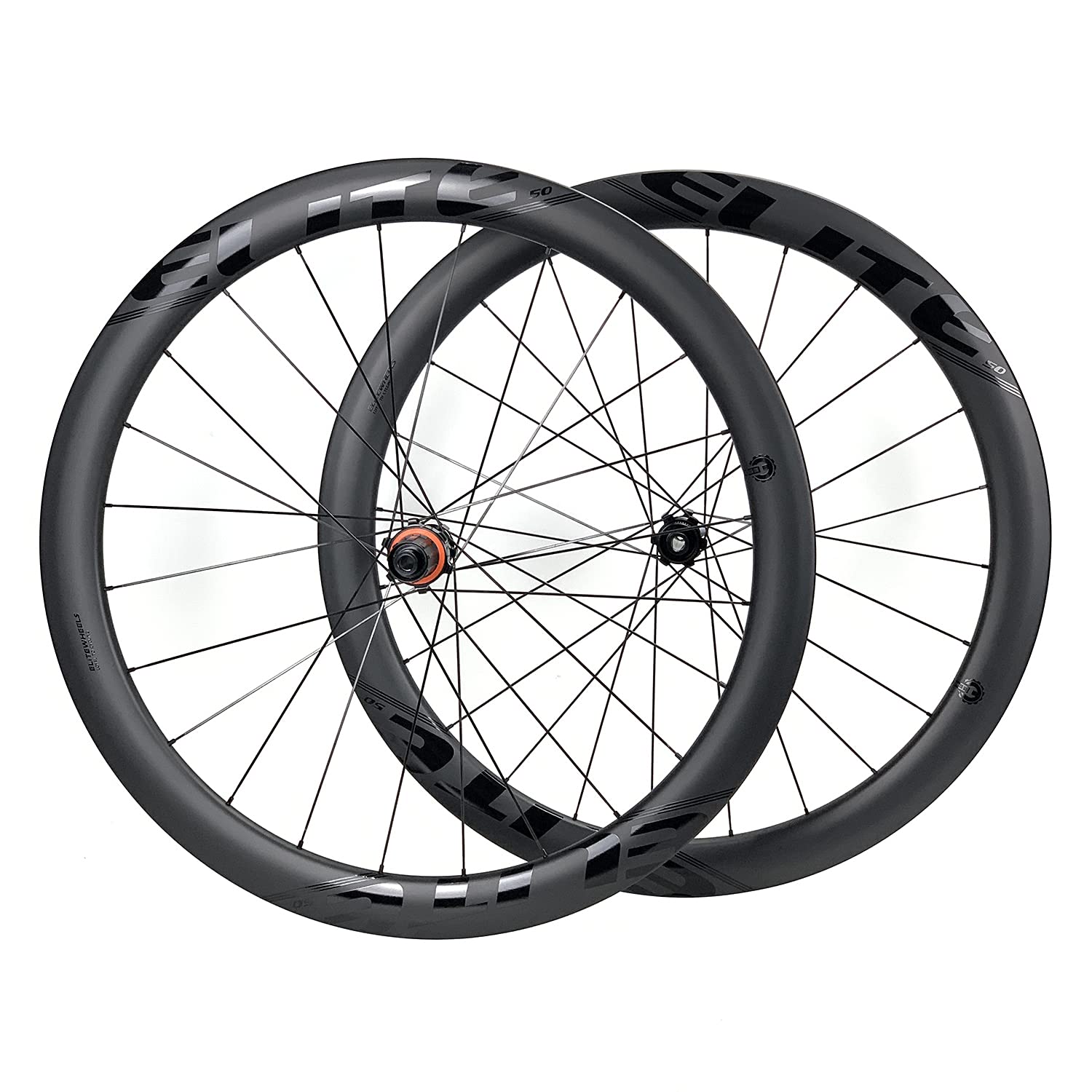 ELITEWHEELS 700C Carbon Road Bike Wheelset - Disc Brake, Tubeless Ready, Clincher, Ceramic Bearing, Center Lock Hub | Lightweight & Durable for Road Racing & Training