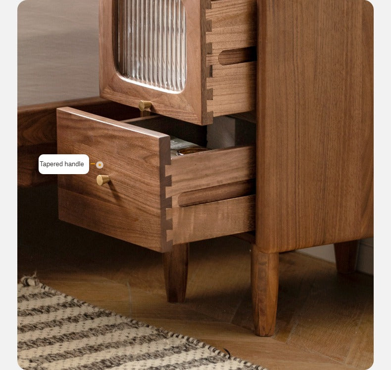 Solid Black Walnut Nightstand - Ultra Narrow Bedside Table with Calpa Wood - Perfect for Small Spaces, Apartments & Modern Bedrooms
