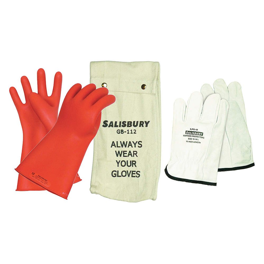 Electrical Insulating Glove Kit - Class 0, Size 8-1/2 Pair - Shock Resistant Safety Gloves for Electricians & Linemen | Perfect for Electrical Work, Maintenance & High Voltage Protection