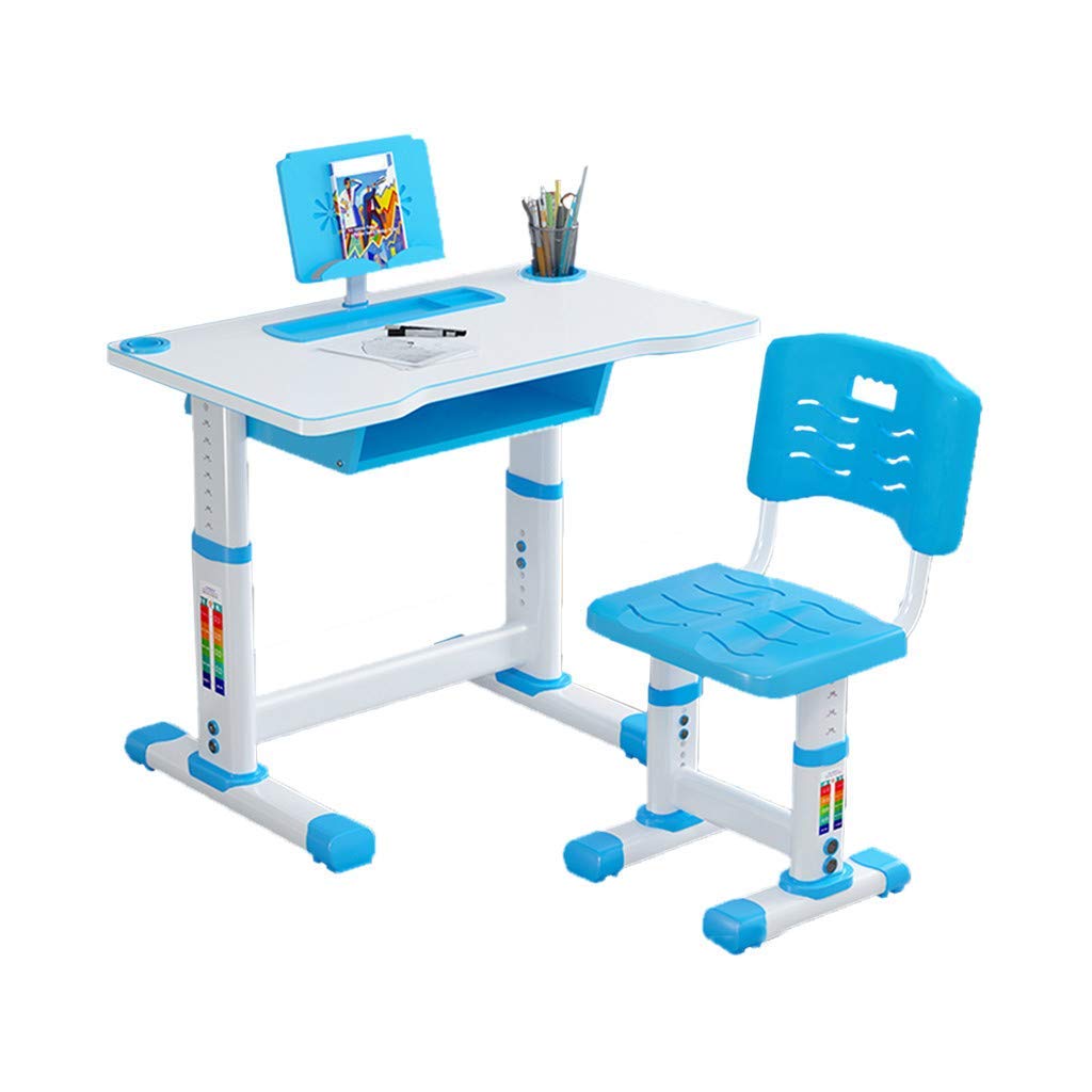 2024 Adjustable Height Kids Desk and Chair Set - Ergonomic Study Table for Children, Perfect for School & Home Learning (Blue, 32 Inches) - Ideal for Homework, Online Classes & Arts & Crafts