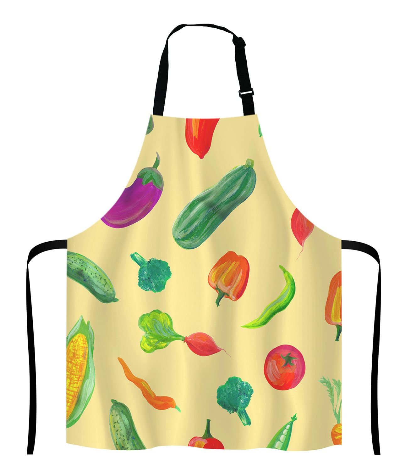 Adjustable Watercolor Juicy Vegetables Bib Apron for Men & Women - Perfect for Cooking, Baking, BBQ, and Professional Chef Use in Kitchen, Grill, Bistro