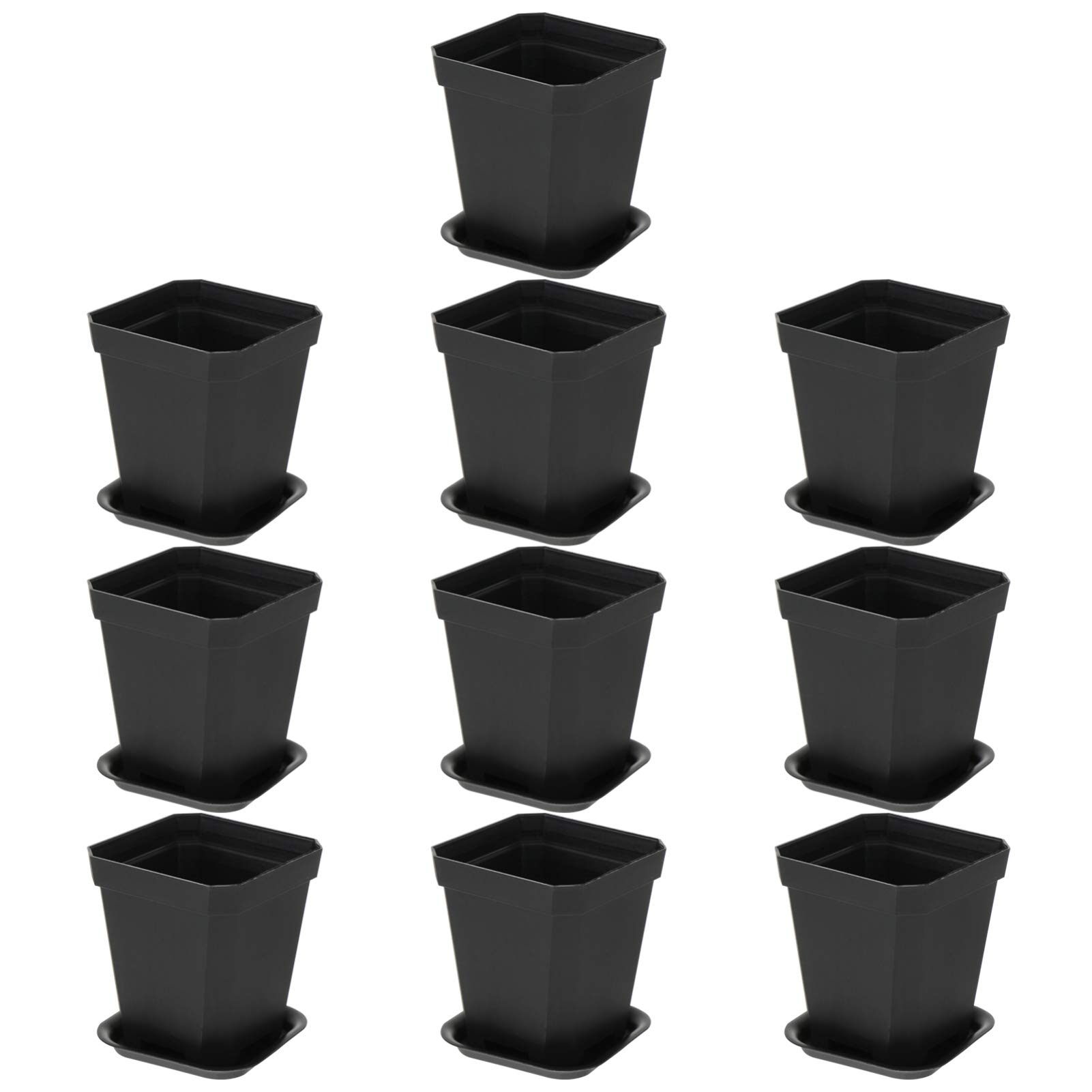 YARNOW 10 Pack Small Square Plastic Plant Pots for Succulents, Flowers, Herbs - Indoor Outdoor Home, Office Desk, Garden Decor - Perfect for Planting, Gifting, and Nursery Use