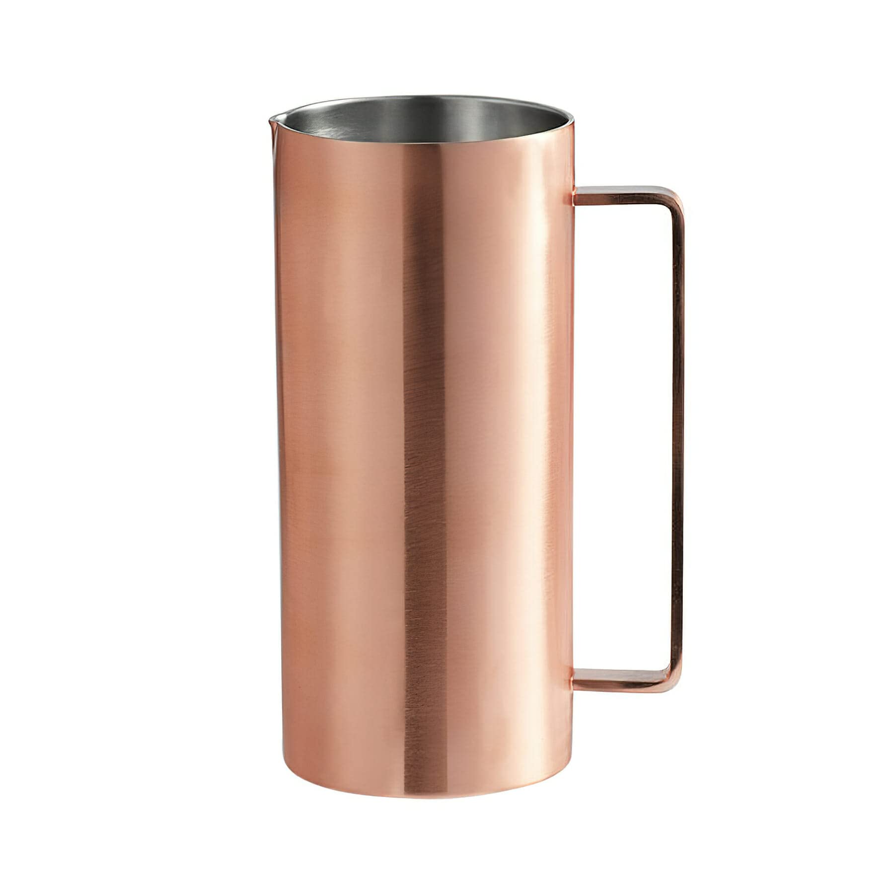 Premium Insulated Sweat-Proof Copper Pitcher - 1.6 Quart Brushed Stainless Steel Finish - Ideal for Iced Tea, Lemonade & Cold Beverage Serving at Home, Restaurants or Outdoor Events