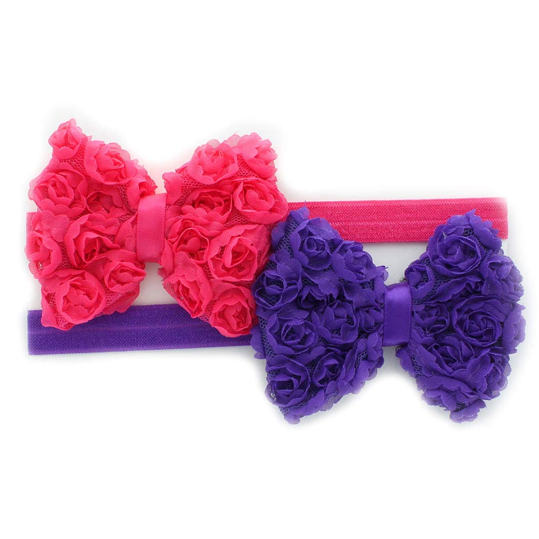 My Lello 2-Pack Soft Infant Baby Headbands - Rose Bow Hair Accessories for Girls, Toddlers & Newborns - Perfect for Photoshoots, Birthday Parties & Everyday Outfits