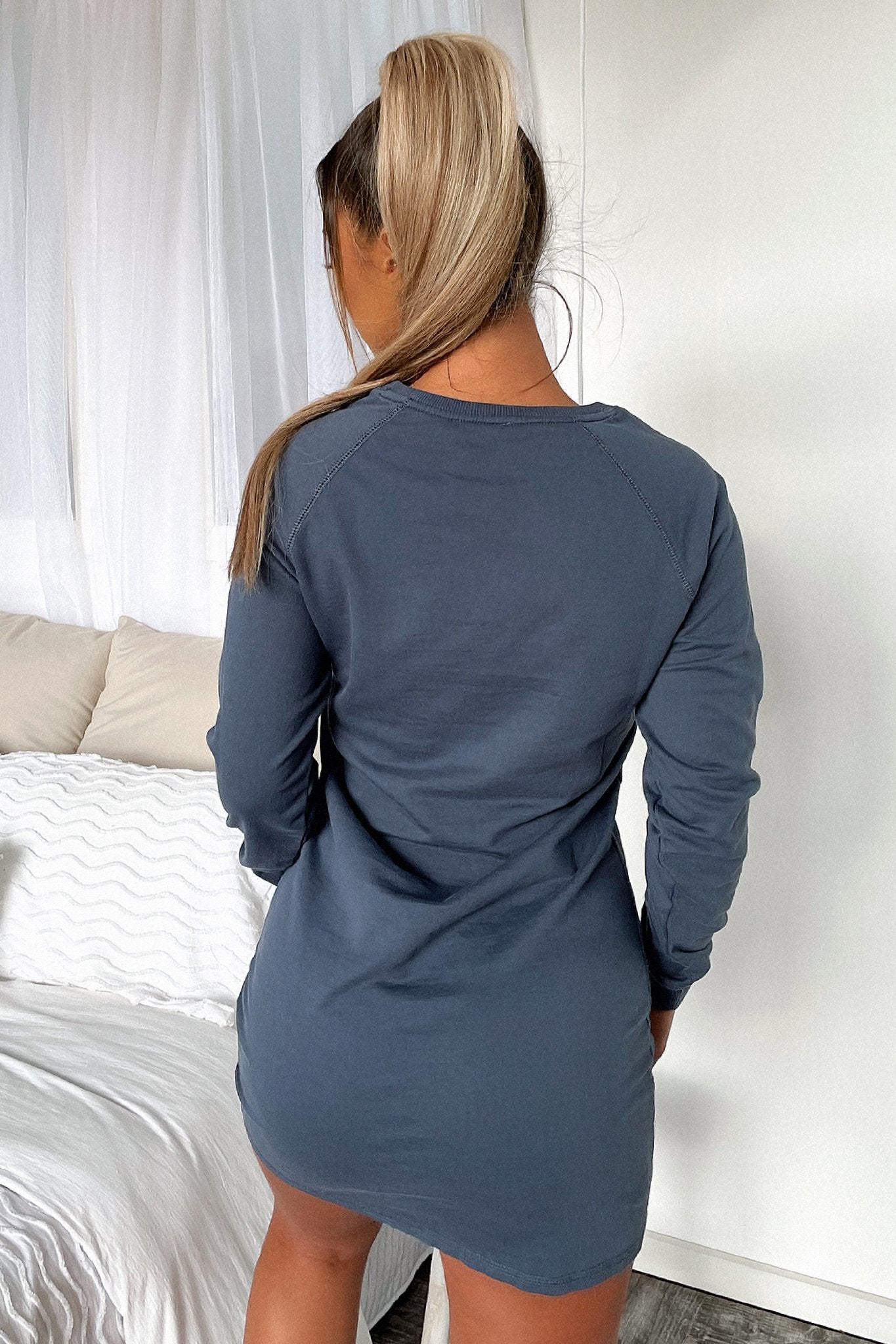 Harley Sweater Dress for Women - Soft & Cozy Steel Blue Knit Dress | Perfect for Fall, Winter & Casual Outings