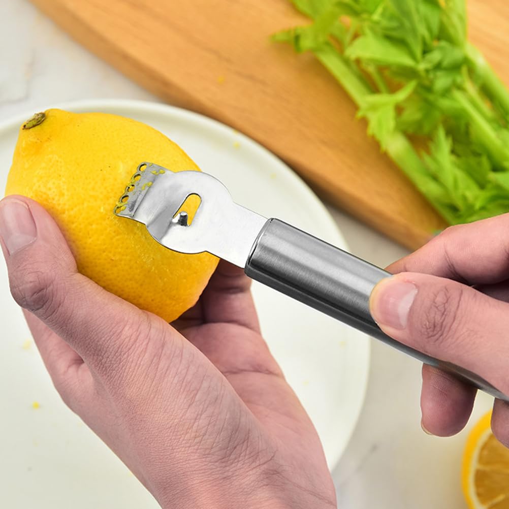 Hemoton 3-Piece Stainless Steel Citrus Peeler Set - Orange Peeler, Lemon Grater, Zester & Juicer for Kitchen, Baking & Cocktail Making - Perfect for Peeling, Grating Cheese & Extracting Citrus Juice