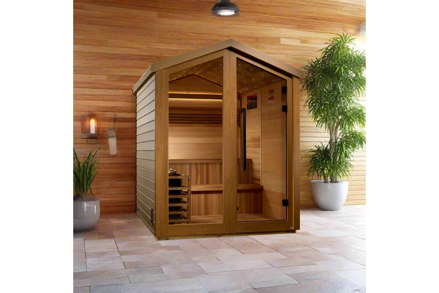 Golden Designs Kaarina 6-Person Outdoor Traditional Sauna - Premium Wooden Home Spa for Relaxation & Detox - Perfect for Backyards, Patios & Wellness Retreats