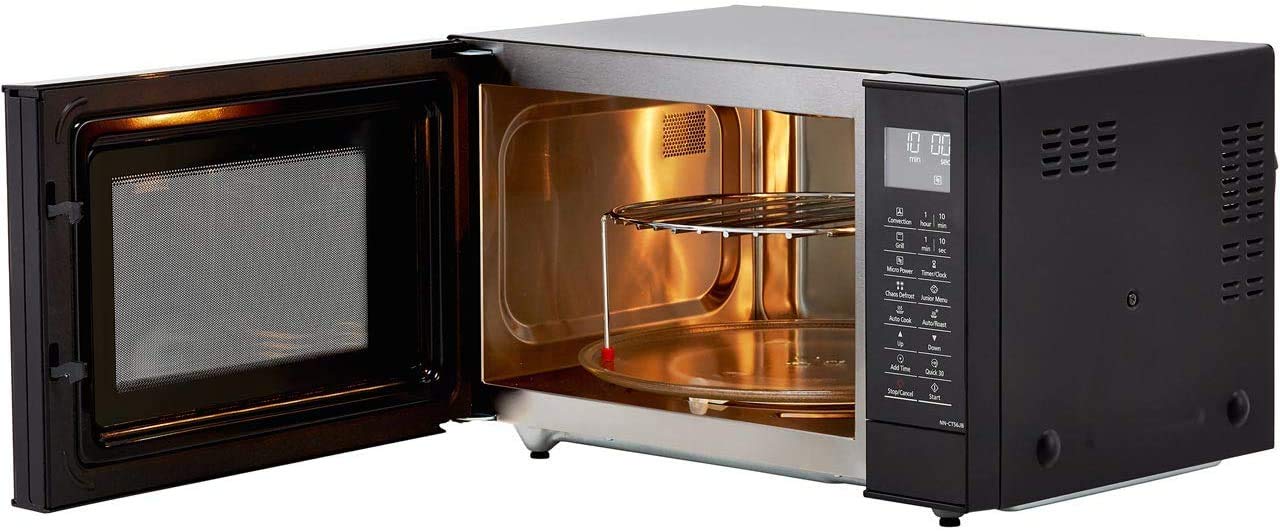 Panasonic NN-CT56JBBPQ Slimline Combination Microwave Oven with Convection & Grill, 1.6 cu.ft, Black - Perfect for Small Kitchens, Apartments & Dorm Rooms