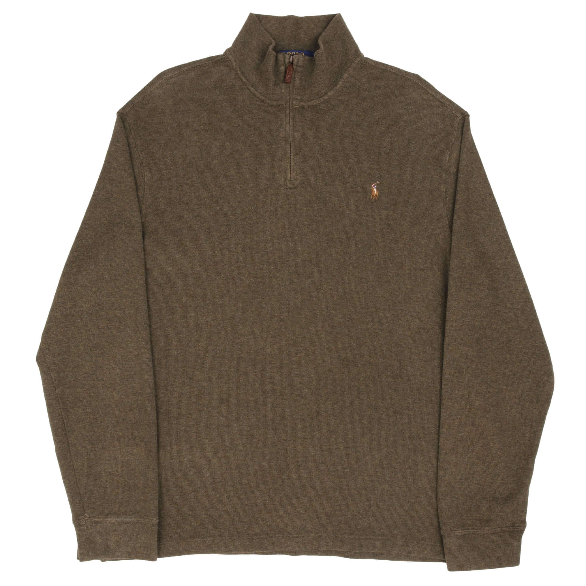 Ralph Lauren Men's Green Quarter-Zip Sweater - Size 2XL - Casual Pullover for Work & Outdoor Activities
