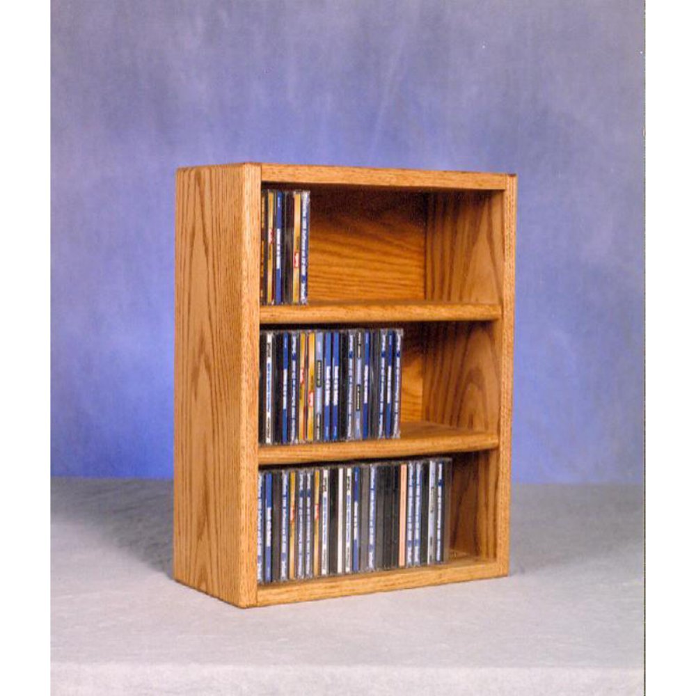 Solid Oak Desktop & Shelf - 78 CD Media Storage Cabinet | Wooden Organizer for Home Office, Living Room & Study | Durable Oak Wood Furniture for CDs, Books & Decor