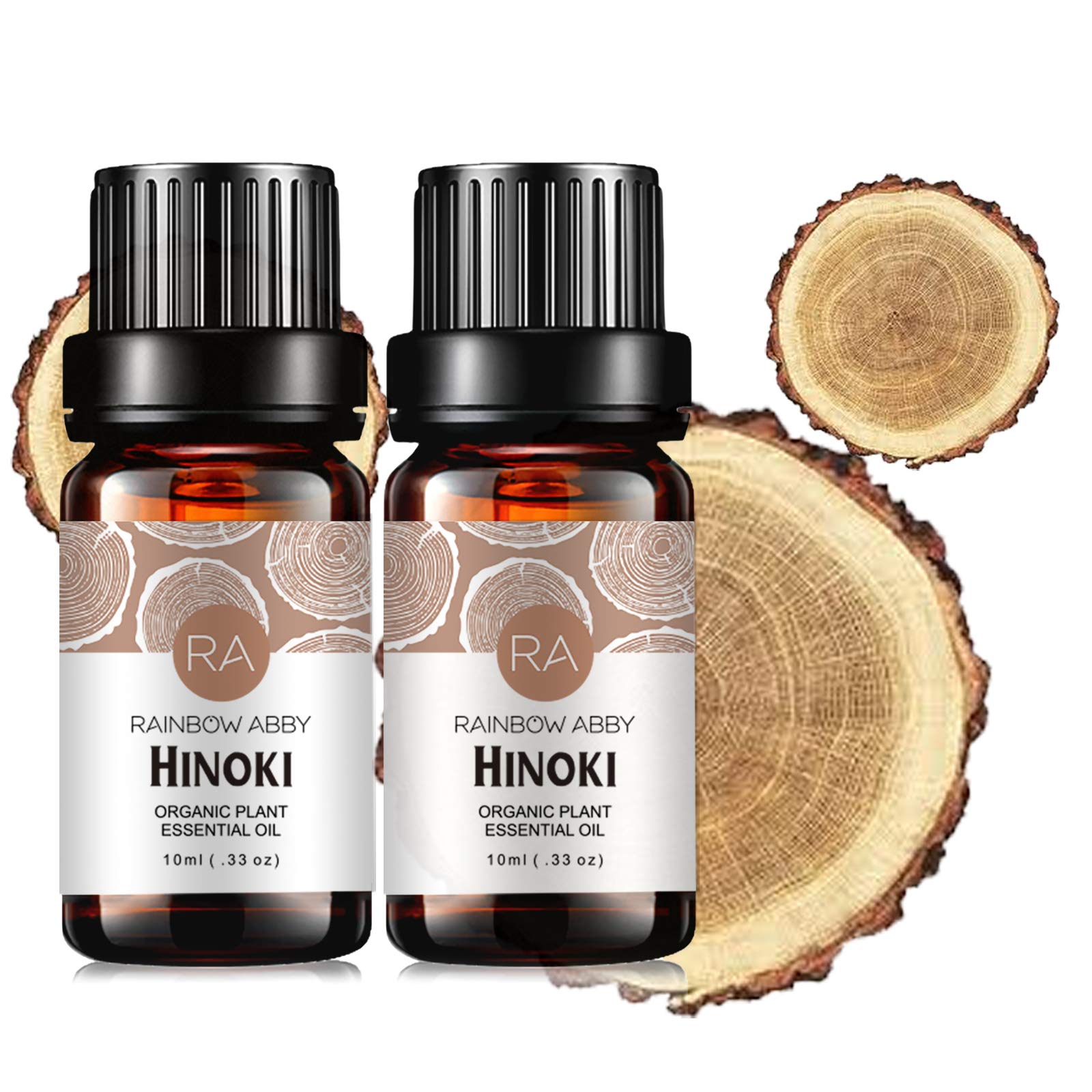 2-Pack 100% Pure Organic Hinoki Essential Oil for Diffusers, Aromatherapy, Massage & Skin Care - Natural Plant-Based Oil (2X10ML) - Perfect for Relaxation, Spa & Home Wellness