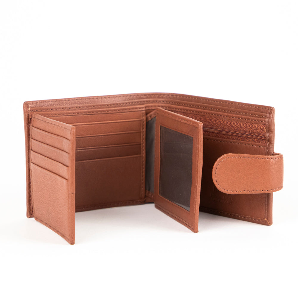 Tracker Core RFID Leather Double Center Wing Wallet with Snap Closure - Secure & Stylish RFID Blocking Wallet for Travel, Business, and Everyday Use