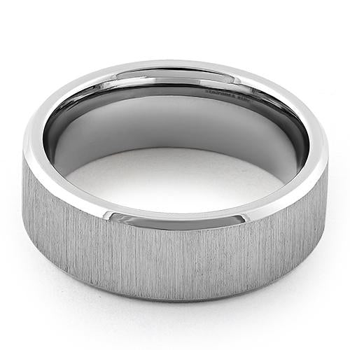 Polished Stainless Steel Beveled Brushed Finish Band Ring for Men & Women - Wedding, Engagement, Anniversary Gift Idea - Durable Everyday Jewelry for Casual & Formal Occasions