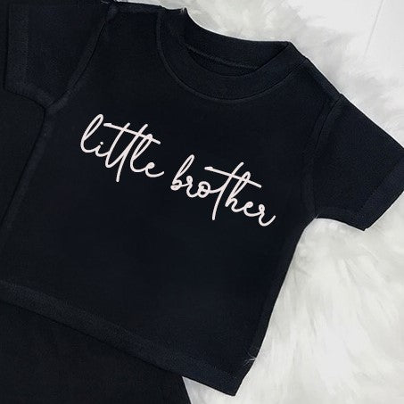 Big Brother & Little Brother Black Script T-Shirts | Sibling Matching Outfits | Casual Wear & Family Events