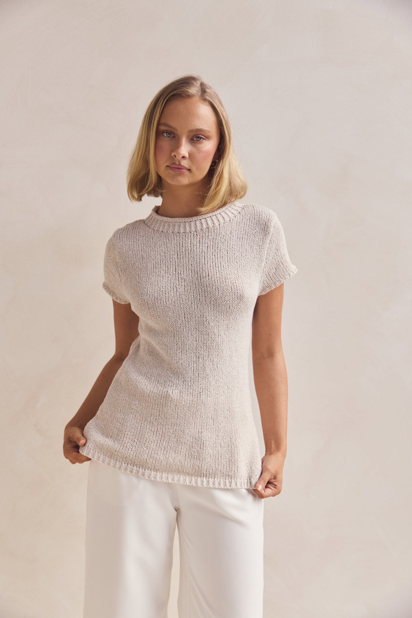 Jolie Knit Top for Women - Soft & Comfortable Sand Color Casual Blouse | Perfect for Everyday Wear, Office & Outings