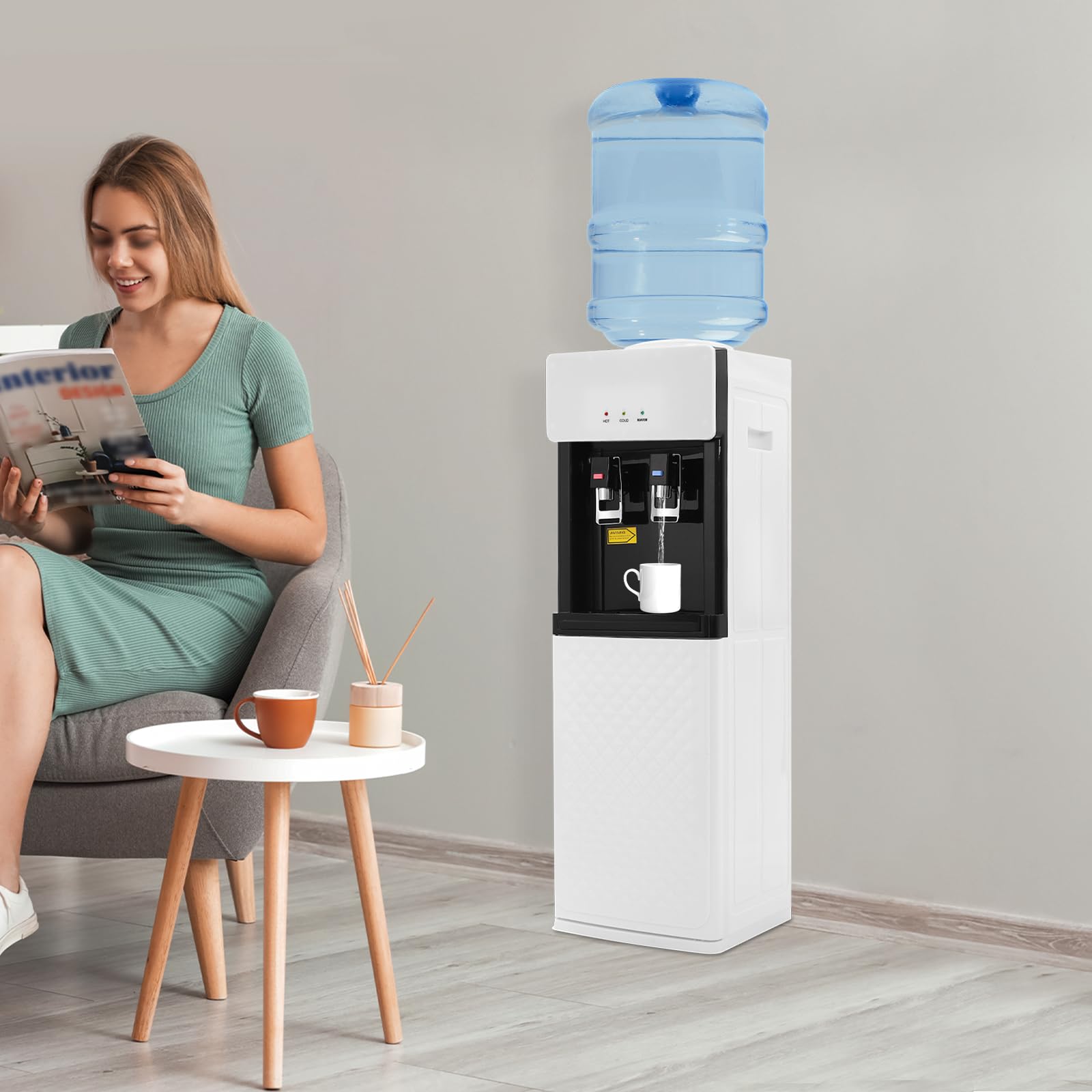 550W Top Loading Hot and Cold Water Dispenser - 5 Gallon Floor Standing Water Cooler with Drinking Fountain, 110V for Home, Office, School, Party & Commercial Use | Perfect for Hydration in Workplaces, Events and Daily Life