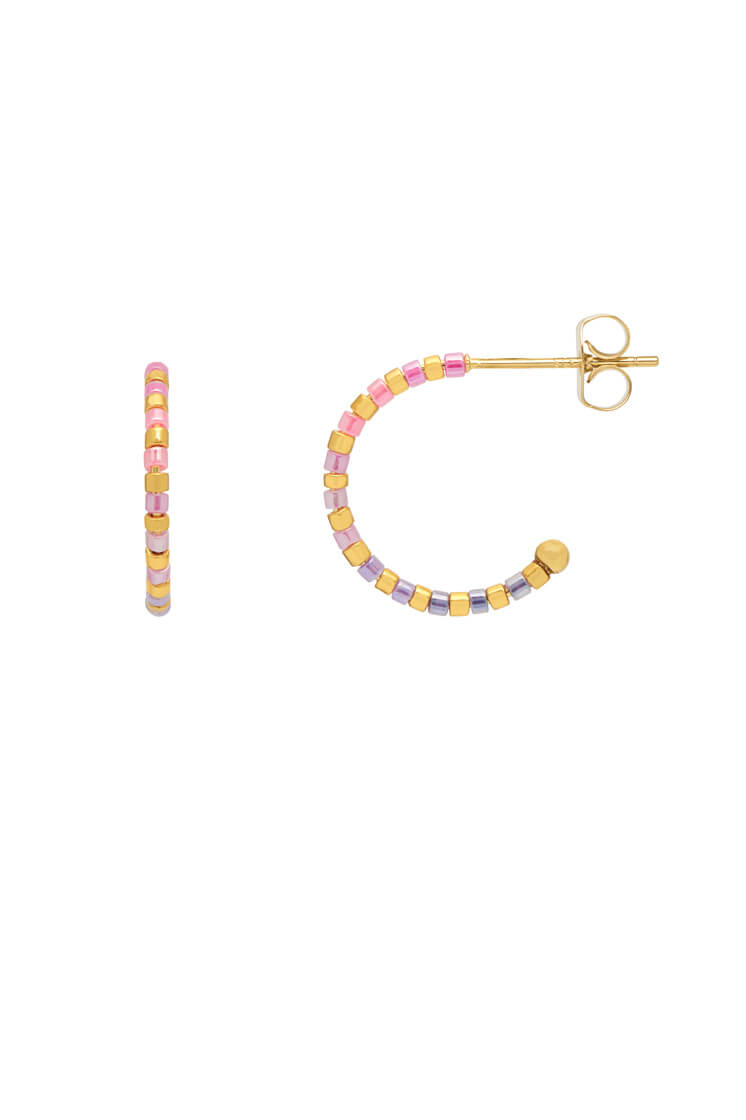 Pink Ombre Beaded Hoop Earrings for Women - Trendy Handmade Bohemian Dangle Earrings - Perfect for Parties, Weddings & Everyday Wear