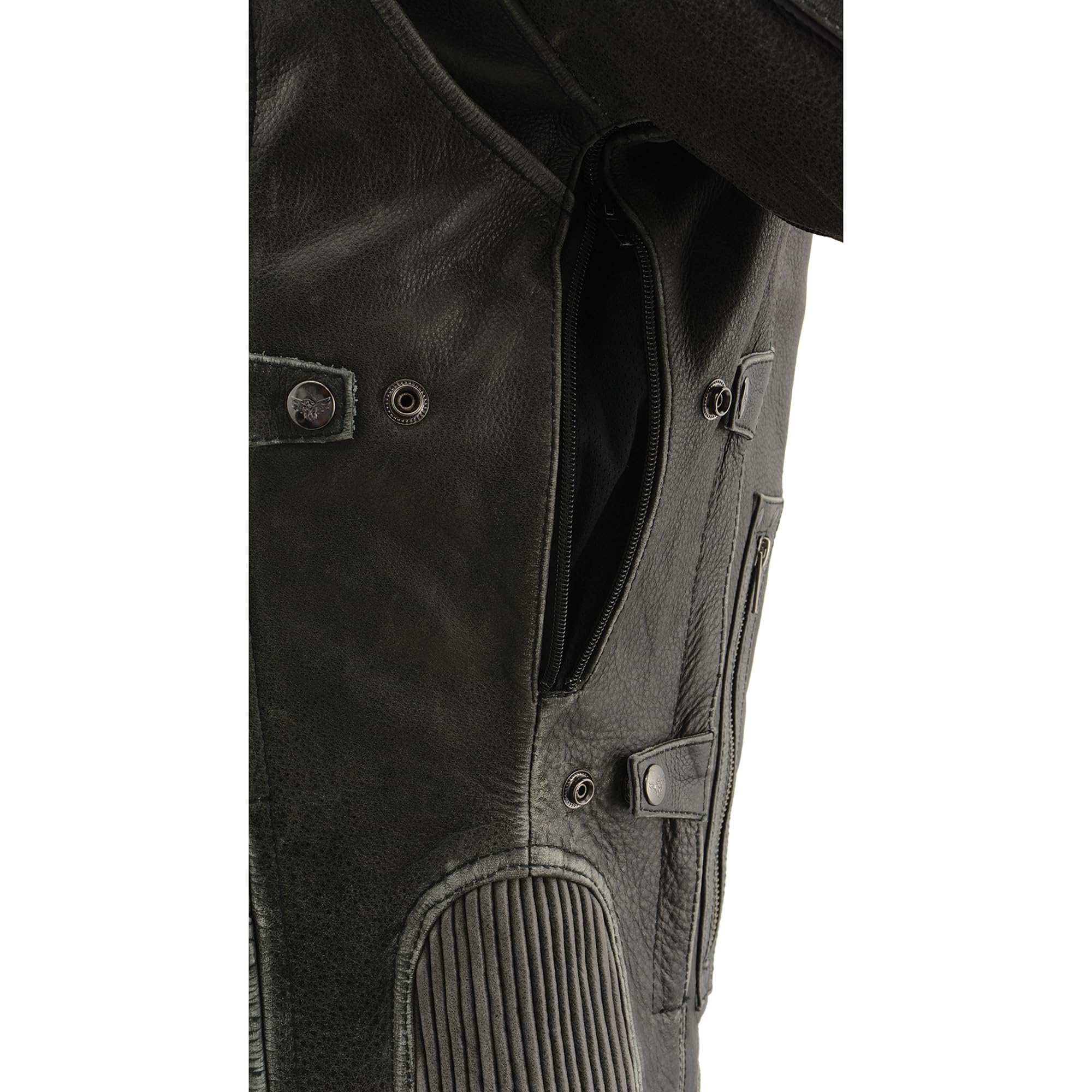 Milwaukee Leather Men's Vintage Grey Distressed Triple Vented Biker Jacket MLM1536 - Motorcycle Riding, Casual Wear & Outdoor Adventure