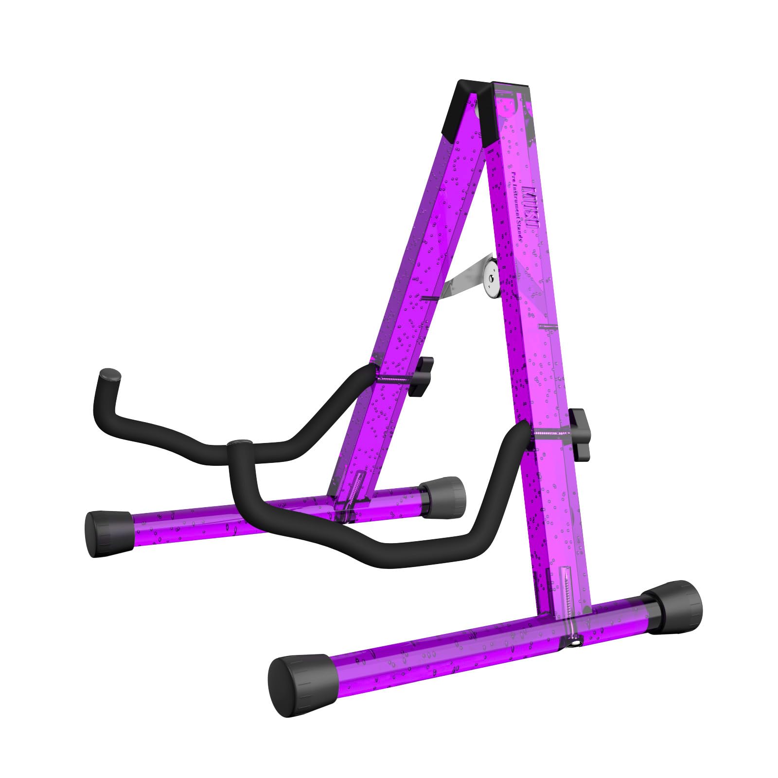 MUSO A-Frame Folding Guitar Stand - Non-Slip Rubber & Foam Arms, Clear Acrylic Floor Stand for Acoustic, Classical, Electric Guitar, Bass, Ukulele & Banjo (Purple Bubble) | Perfect for Home, Studio & Stage Performances