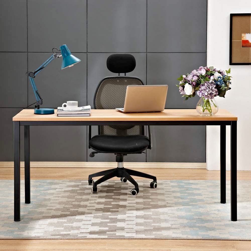 BEST BOARD 24x55 Inches Large Writing Computer Desk - Modern Simple Study Desk with Industrial Style for Home Office, Brown Notebook Laptop Table | Perfect for Remote Work, Online Classes & Small Space Living