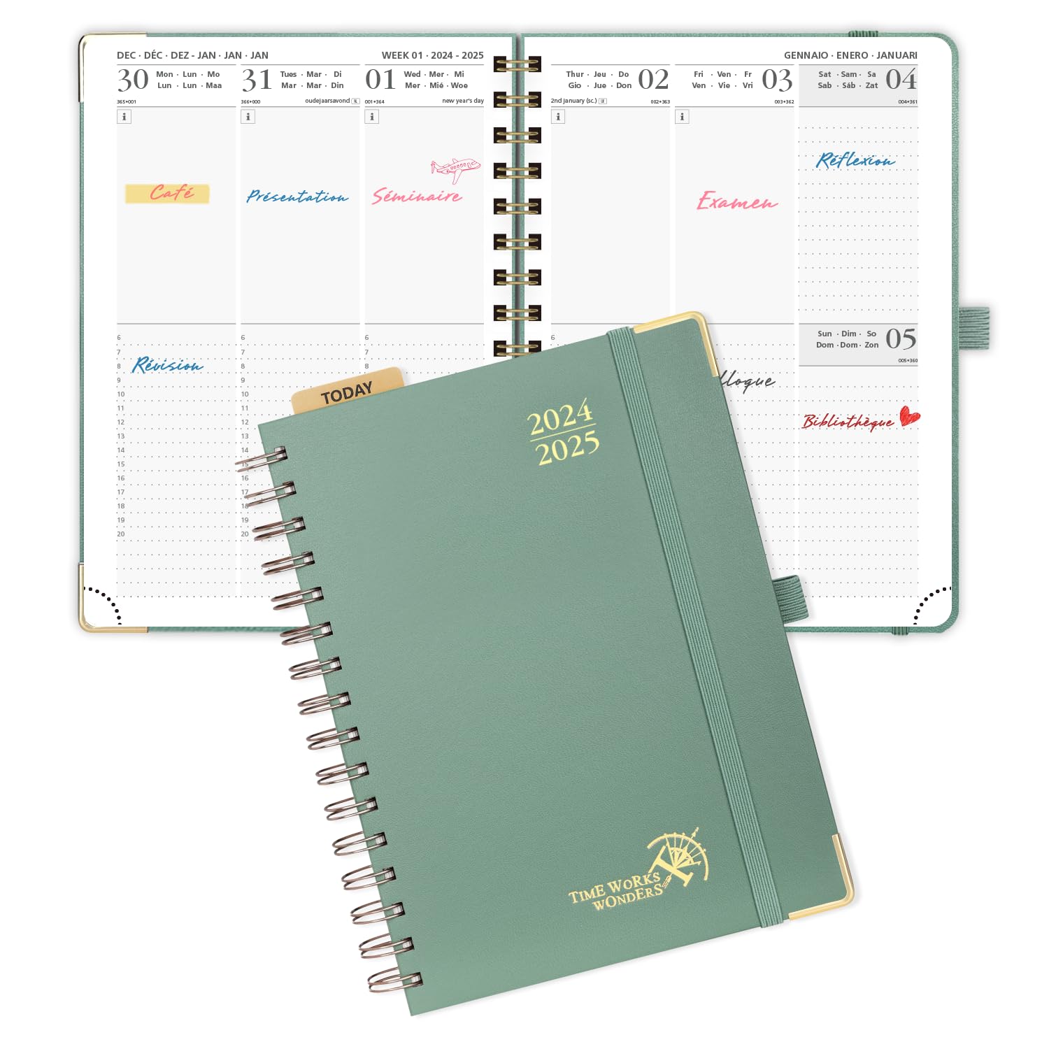 POPRUN 2024-2025 Weekly Planner - 17 Month Academic Diary from August 2024 to December 2025 | 8.3