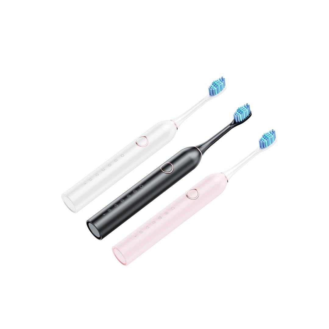 Ultra Whitening Rechargeable Electric Toothbrush with 8 Brush Heads & Travel Case - Waterproof, Wireless Charging, 5 Cleaning Modes - Perfect for Men & Women (Black) - Ideal for Travel, Home & Daily Oral Care