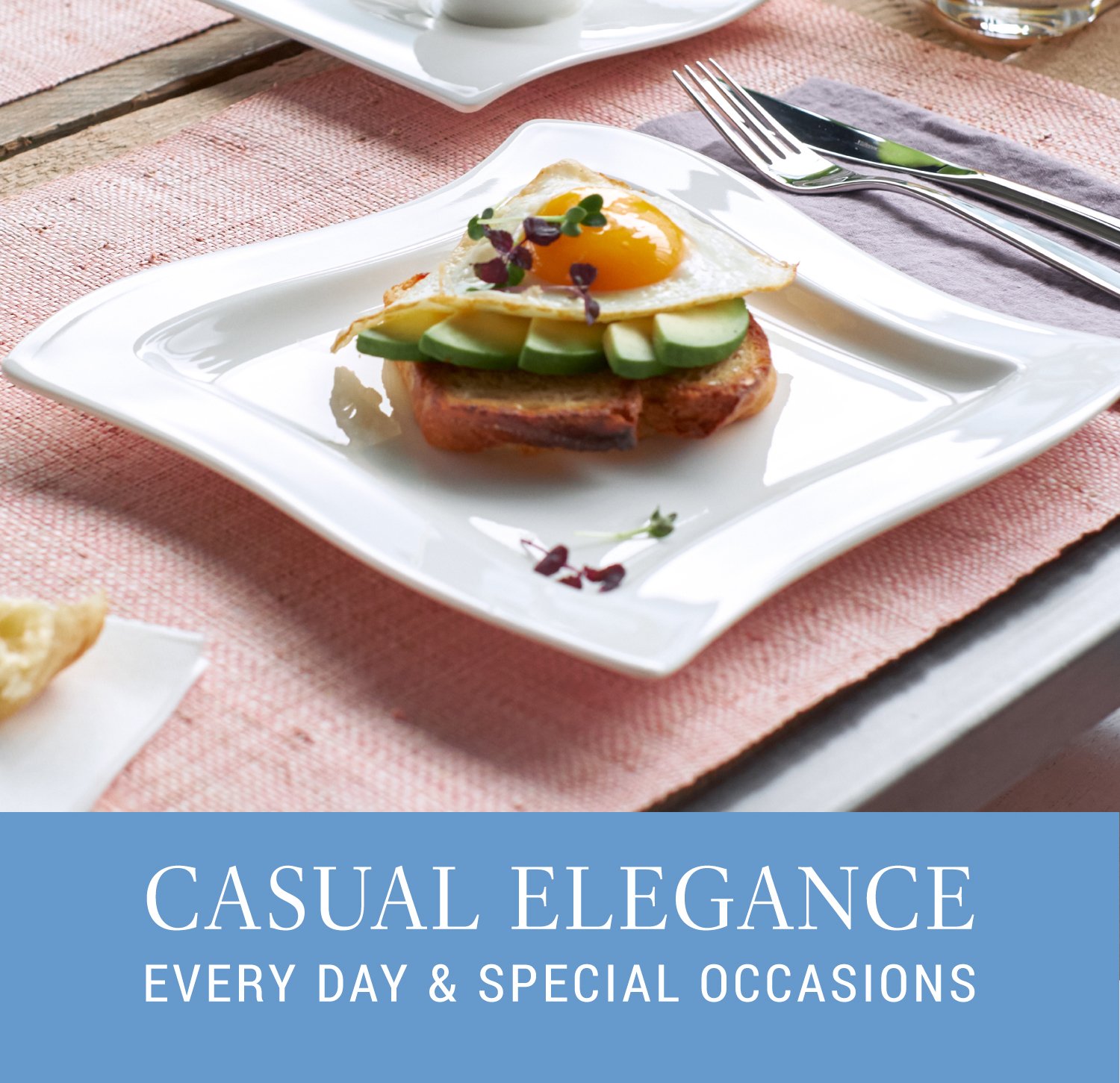 Villeroy & Boch New Wave Square Salad Plates Set of 4 - Modern Dinnerware for Entertaining, Restaurant Style Serving & Everyday Use
