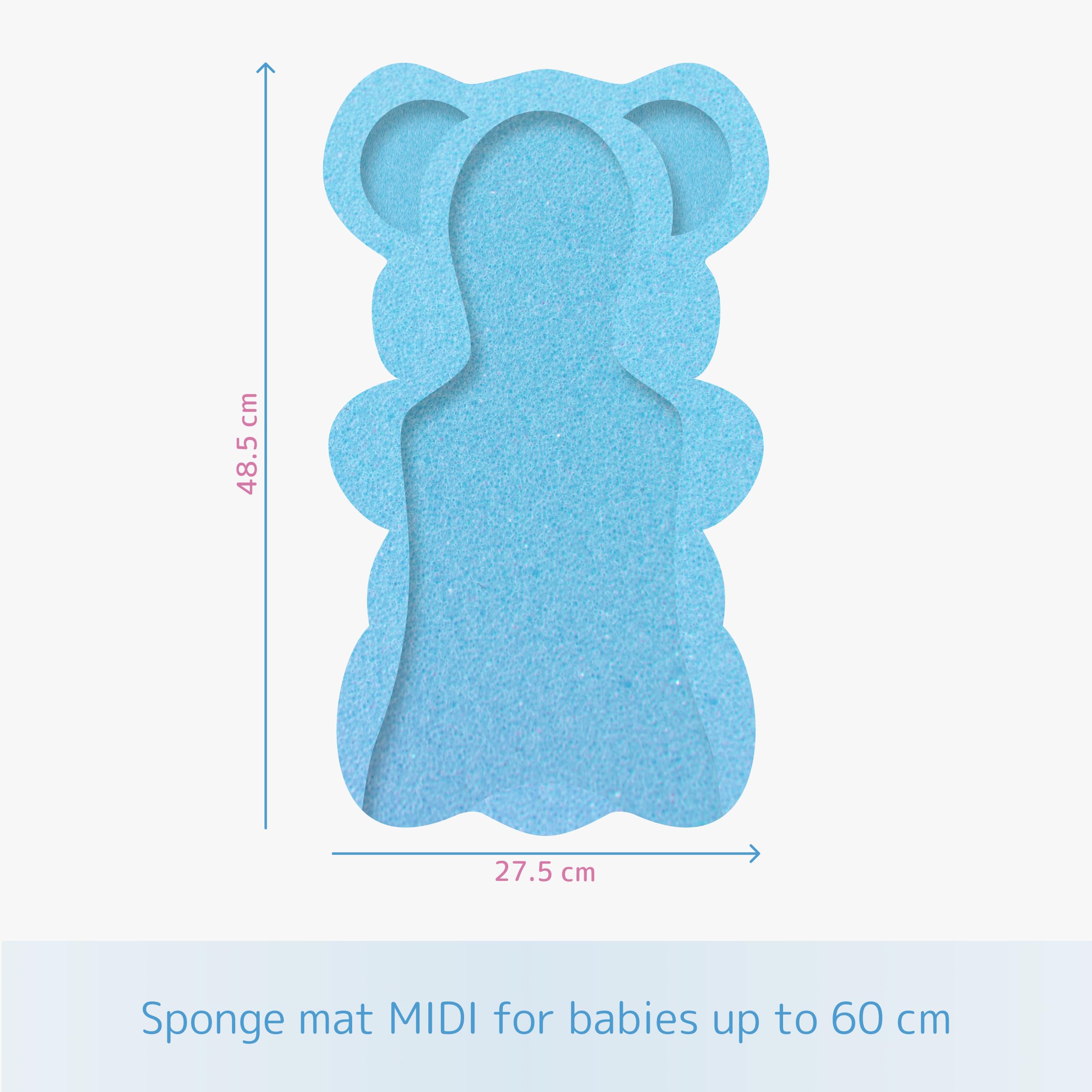 Baby Bathtub Sponge Mat - Support for Infants up to 6kg & 60cm (Blue) - Safe Bathing Aid