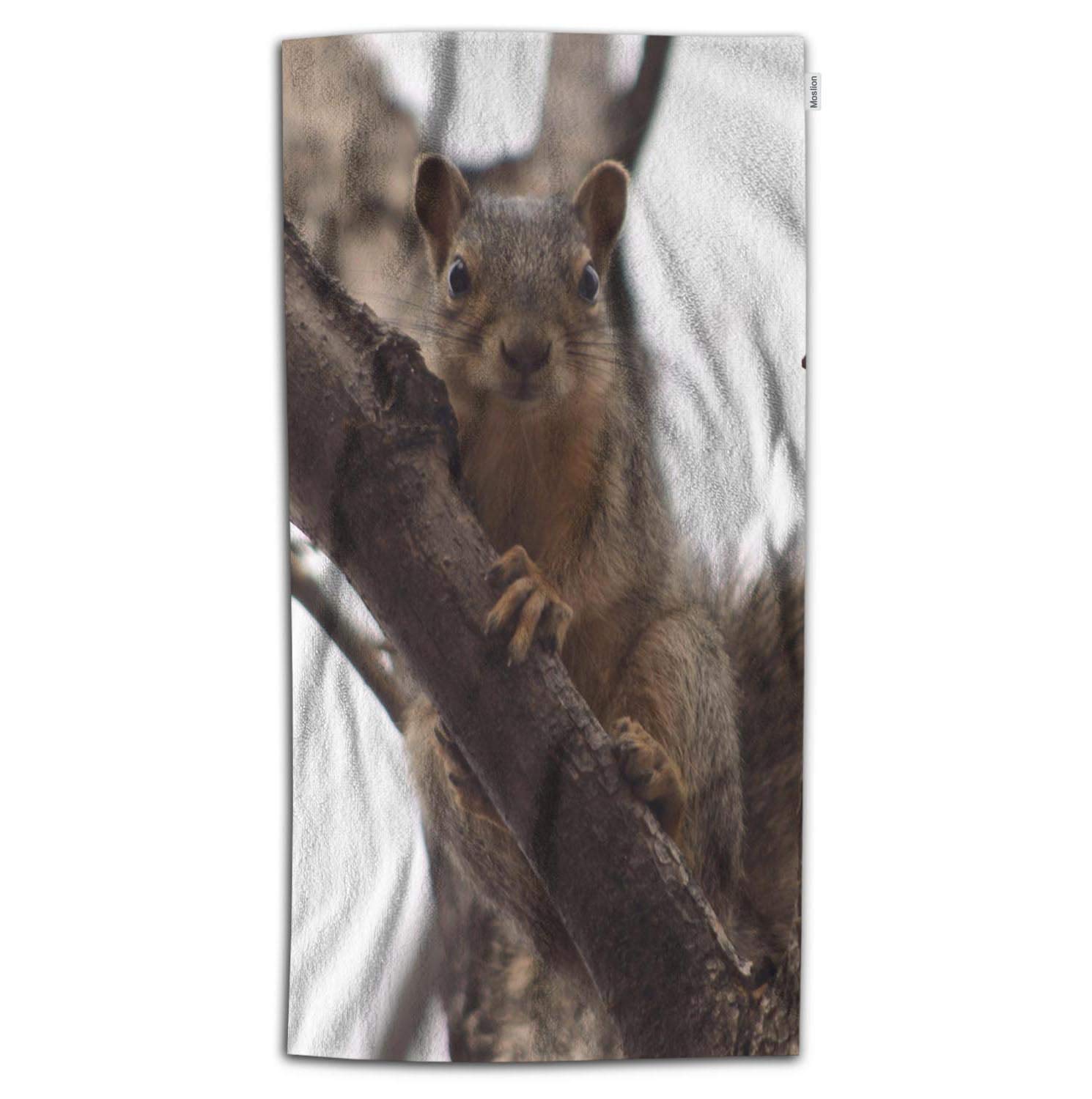 Soft Microfiber Squirrel Bath Towel - Cute Brown Animal Design on Tree Branch, 32x64 Inch, for Kids, Baby, Beach & Bathroom Use - Perfect for Swimming, Spa, and Home Decor