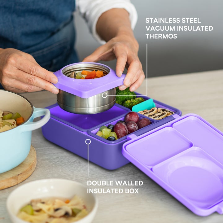 Omiebox Bento Lunch Box for Kids - Leak-Proof, Insulated Stainless Steel Container with Compartments - Perfect for School, Work, Picnics & Travel