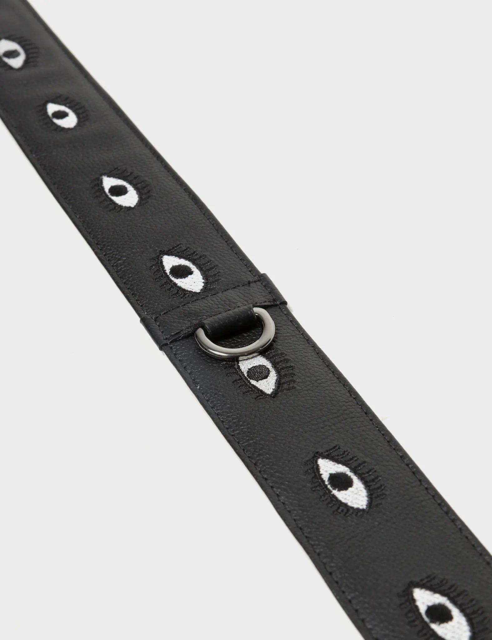 Detachable Short Black Leather Shoulder Strap with All Over Eyes Embroidery - Perfect for Handbags, Crossbody Bags & Fashion Accessories