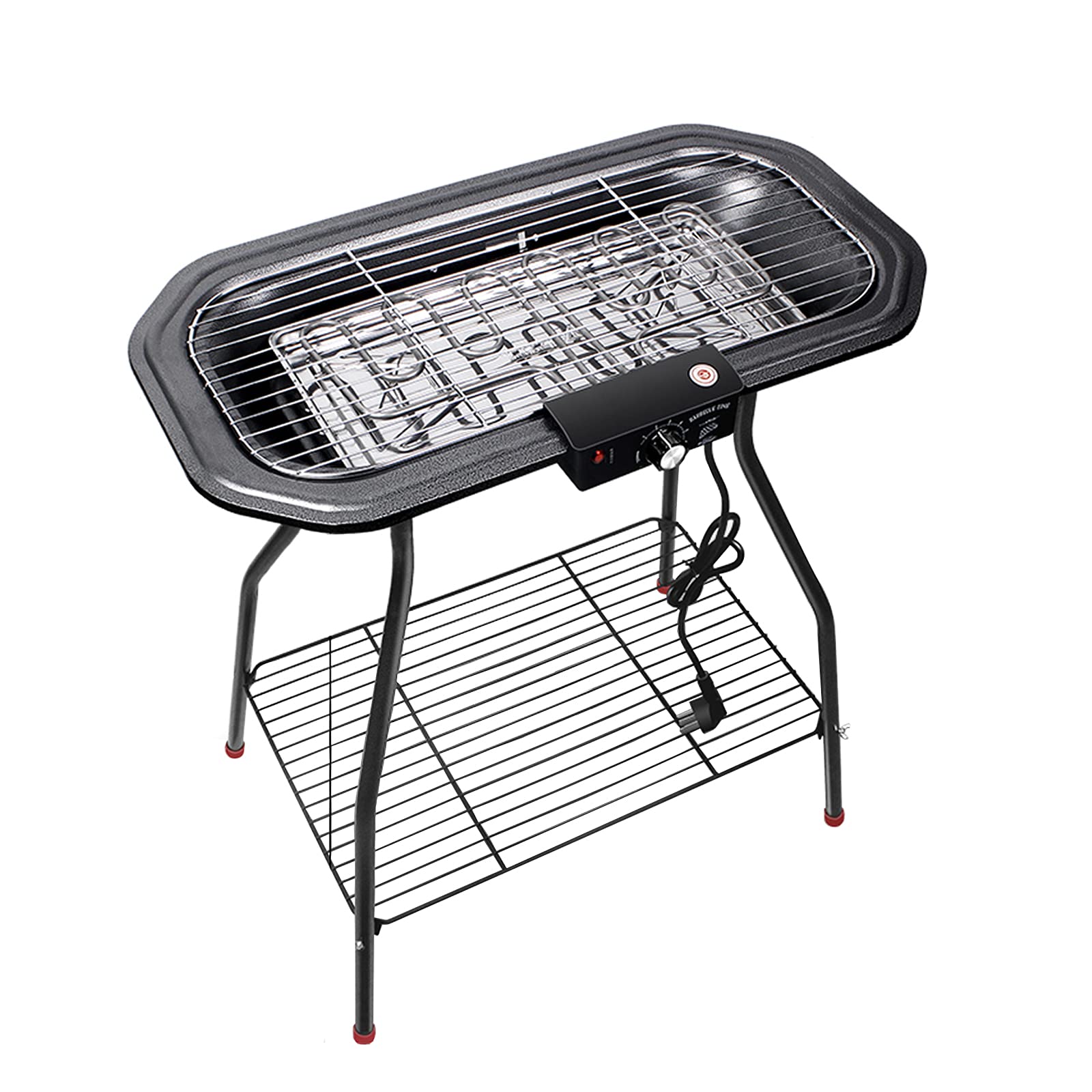 2200W Electric Charcoal Dual-Purpose Grill for Girls - 7-Speed Temperature Control, Smart Indoor/Outdoor BBQ Grill for Backyard, Camping & Family Gatherings