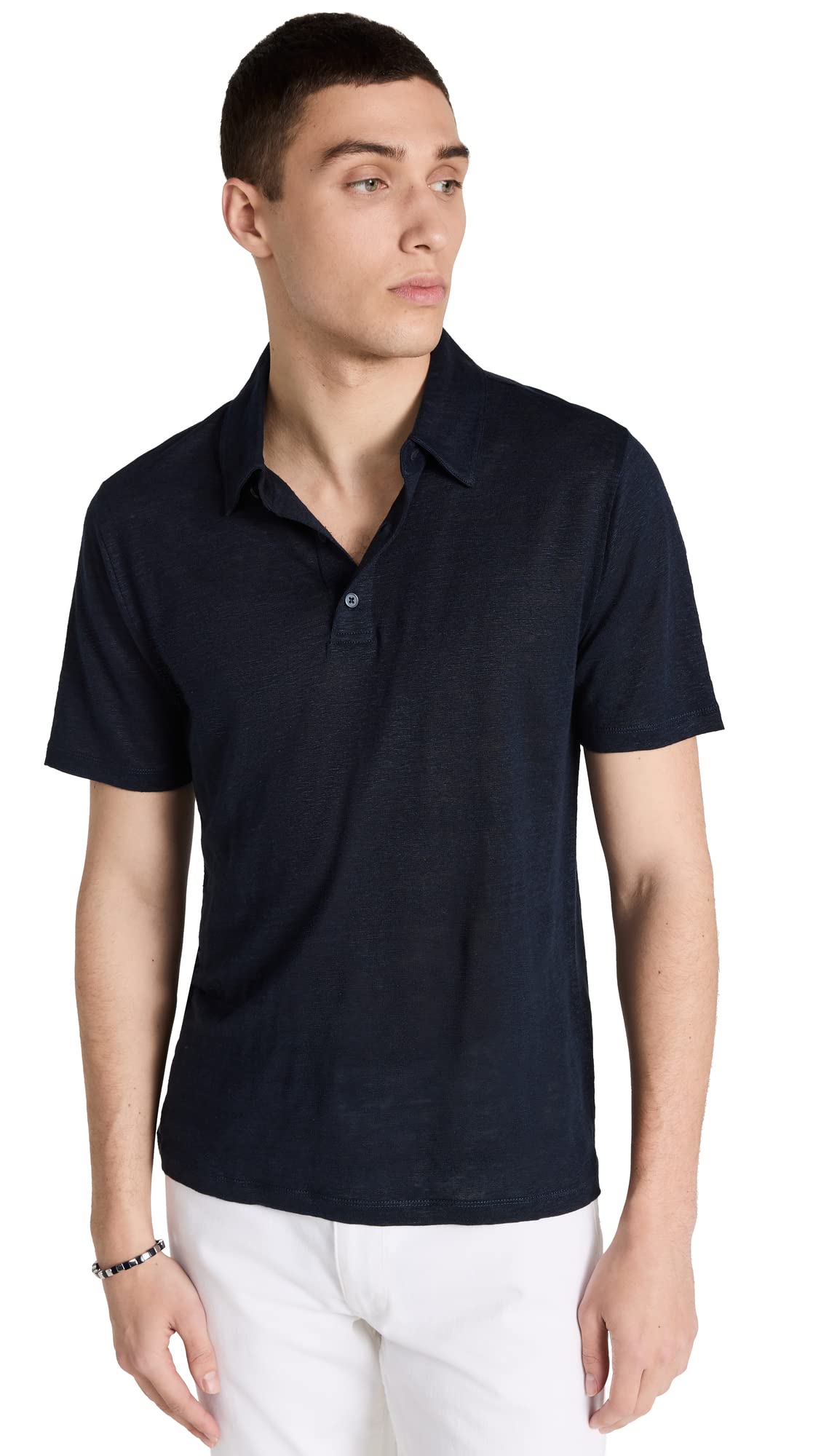 Vince Men's Premium Linen Polo Shirt - Breathable Summer Casual Button-Up Top for Golf, Beach & Business Casual Wear
