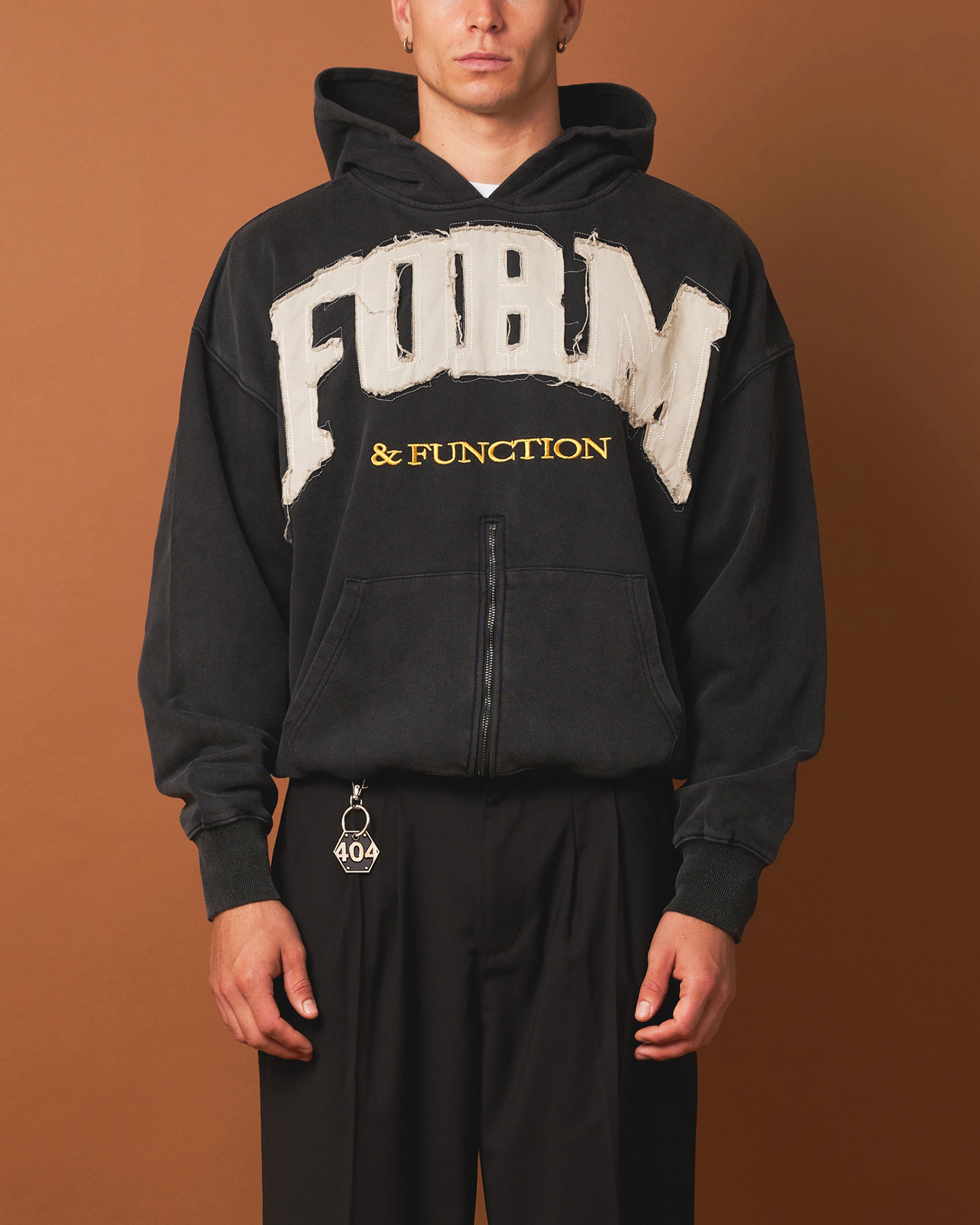 404 Bottom Zip Form Hoodie - Washed Charcoal | Unisex Pullover Sweatshirt for Streetwear & Casual Outfits | Perfect for Gym, Lounge & Everyday Wear