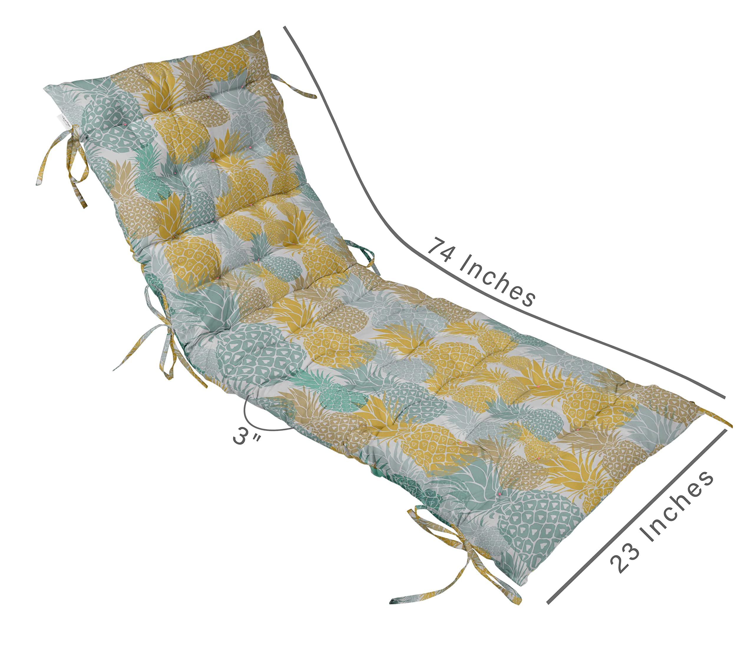 Quilted Thick Padded Seat Cushion for Rocking Chair, Sofa & Recliner - 74x23 Inch Outdoor Garden Bench Cushion with Ties - Multicolor Pattern - Perfect for Patio, Terrace & Living Room Relaxation