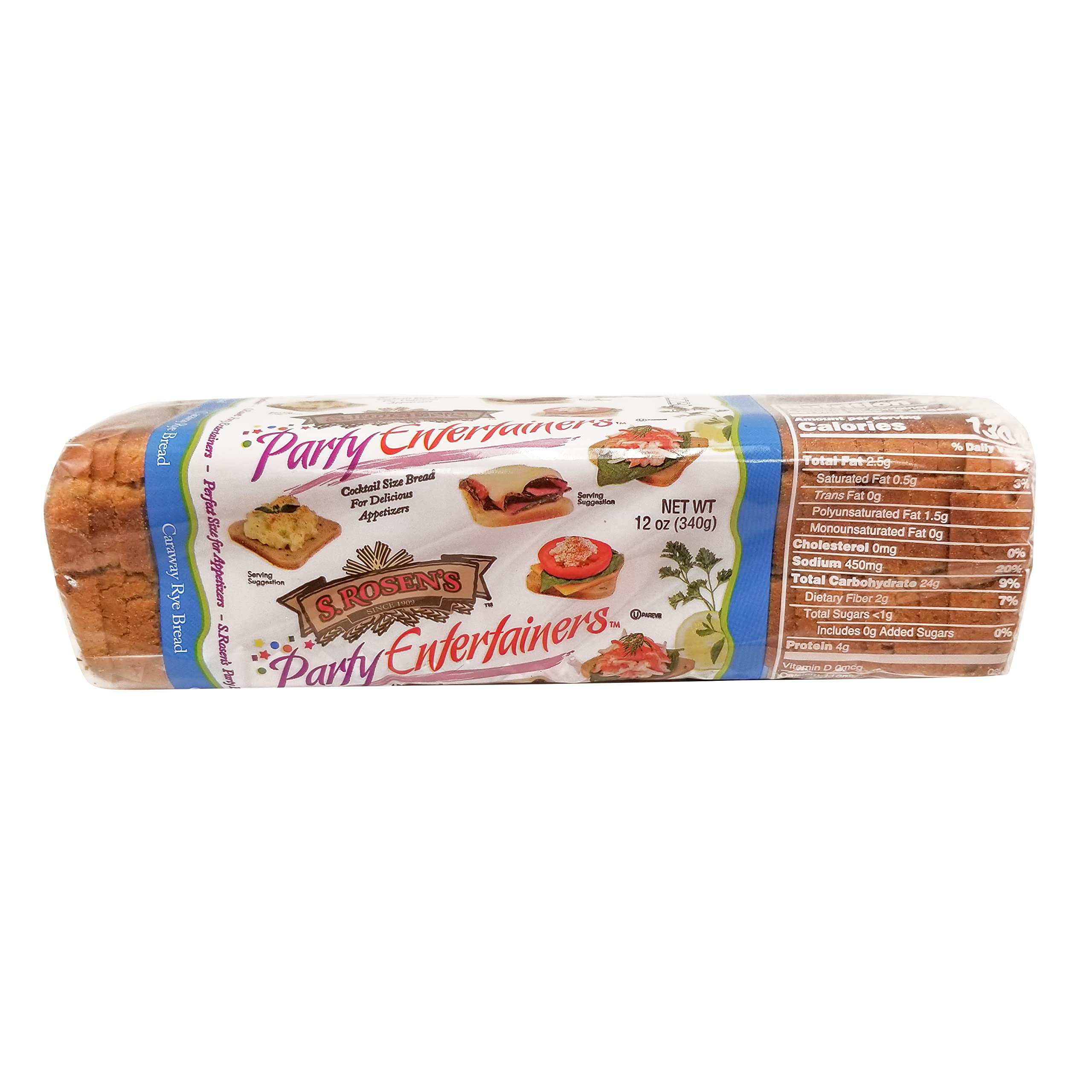 S.Rosens Cocktail Rye Bread with Caraway Seeds - Pack of 4 Fresh Baked Loaves | Perfect for Sandwiches, Appetizers & Party Platters