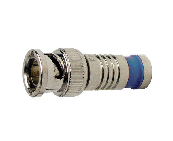 BNC Quad Nickel SealSmart Compression RG6 Coaxial Cable Connector - High-Speed Internet & HD TV Signal Connection for Home Theater & CCTV Systems