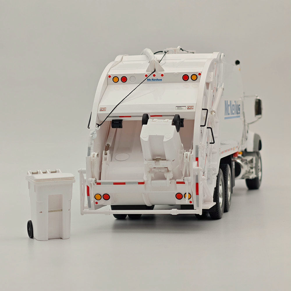 1/34 Scale Mack Granite with McNeilus Rear Load Refuse Body & Trash Carts - White Diecast Model Truck (First Gear 10-4295) - Perfect for Collectors, Display, and Construction-Themed Dioramas