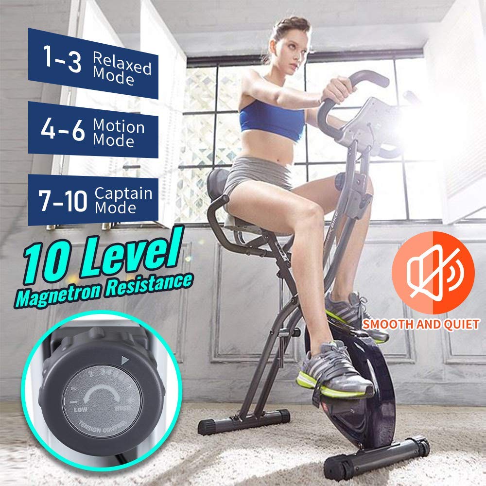 Leikefitness Sissy Squat Machine 83002 & Folding Exercise Bike 2200 (Blue) - Home Gym Equipment Bundle for Leg Workouts and Cardio Training
