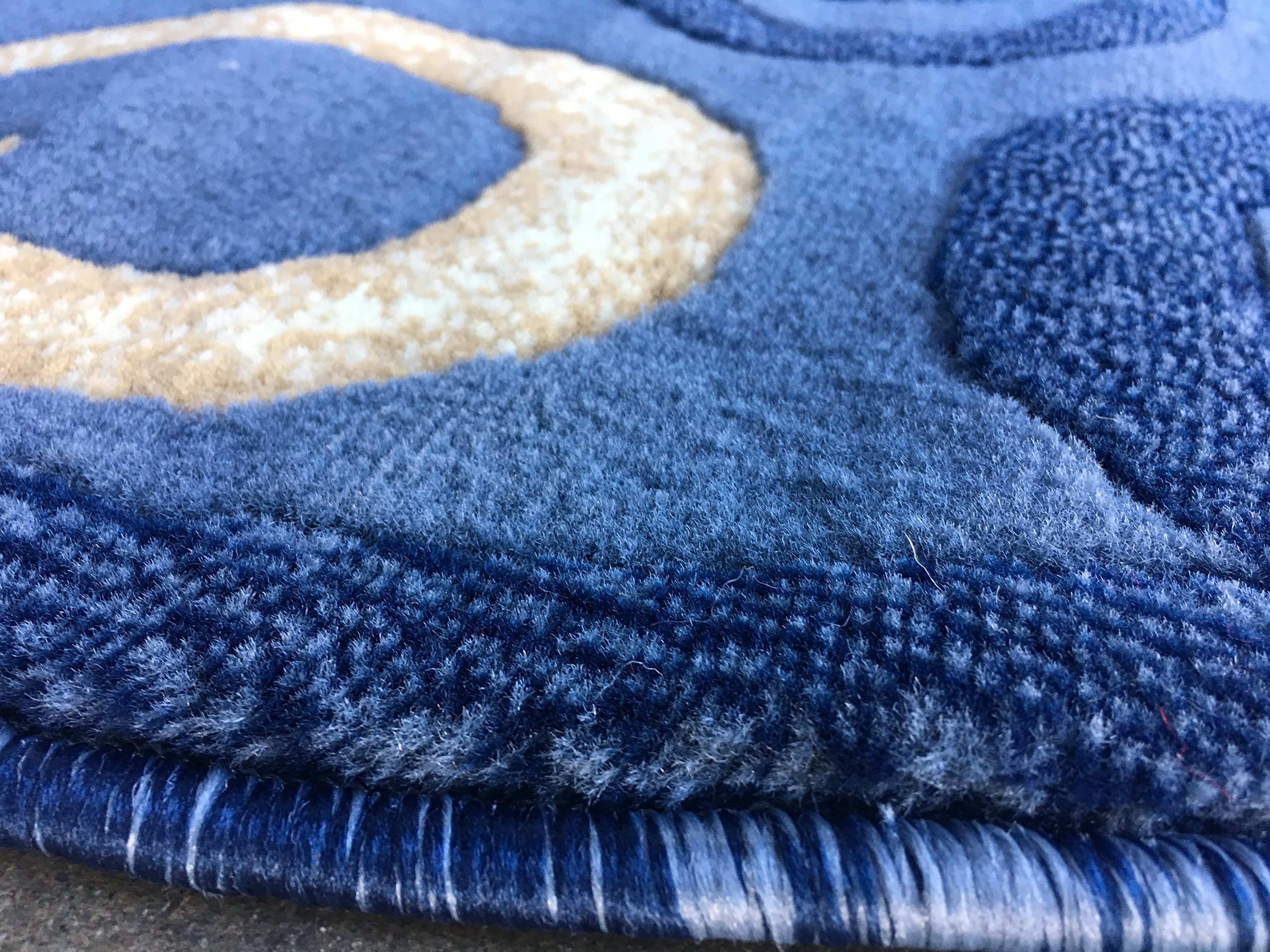 Modern Round Floral Contemporary Area Rug - Light Blue & Beige Design - 7'9