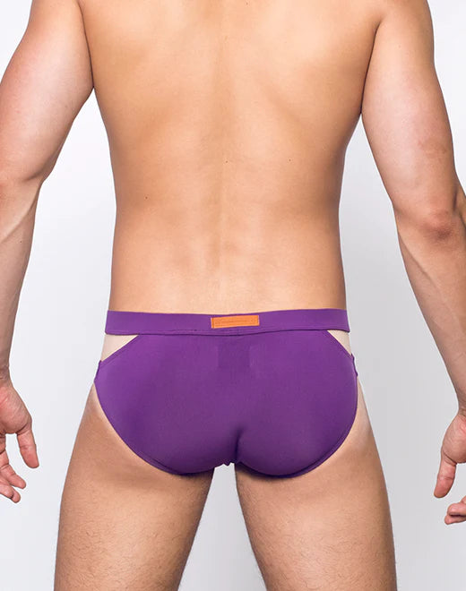 2EROS Men's Double Strap Swim Brief - Plum Purple Swimwear for Beach & Pool | Comfortable & Stylish Swim Trunks for Vacation, Water Sports & Sunbathing